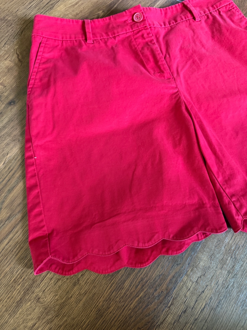Talbots Red Scalloped Hem Shorts Size 10 Classic Preppy Summer - Picture 4 of 7